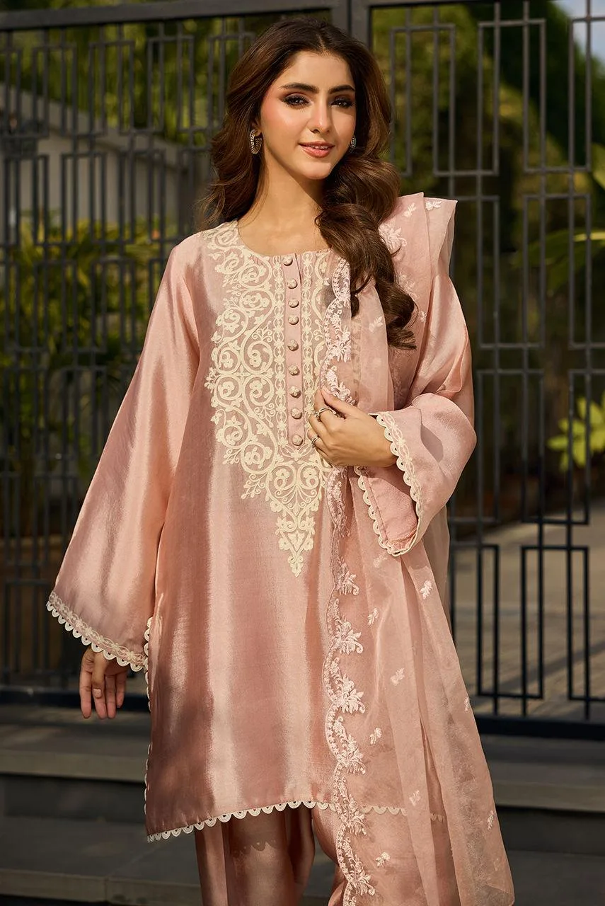 Deepak Perwani Eid Edit Pink Organza – view 3 – Poshaq