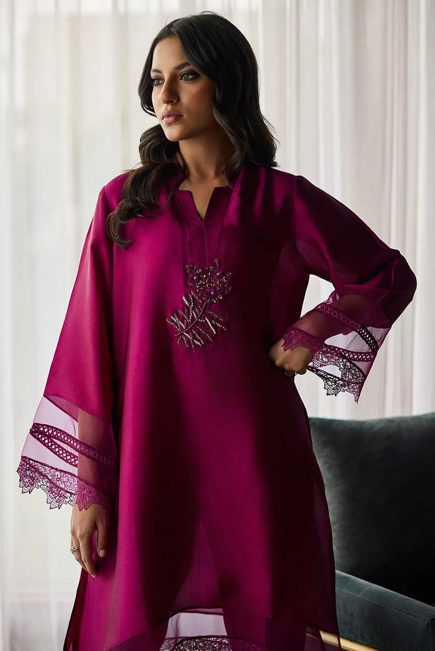 Deepak Perwani Eid Edit Magenta Organza – view 5 – Poshaq