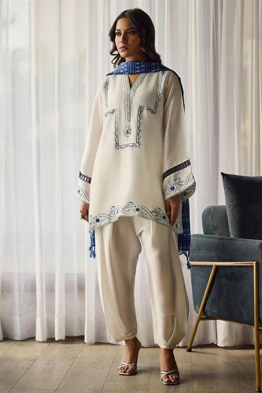 Deepak Perwani Eid Edit White – view 1 – Poshaq