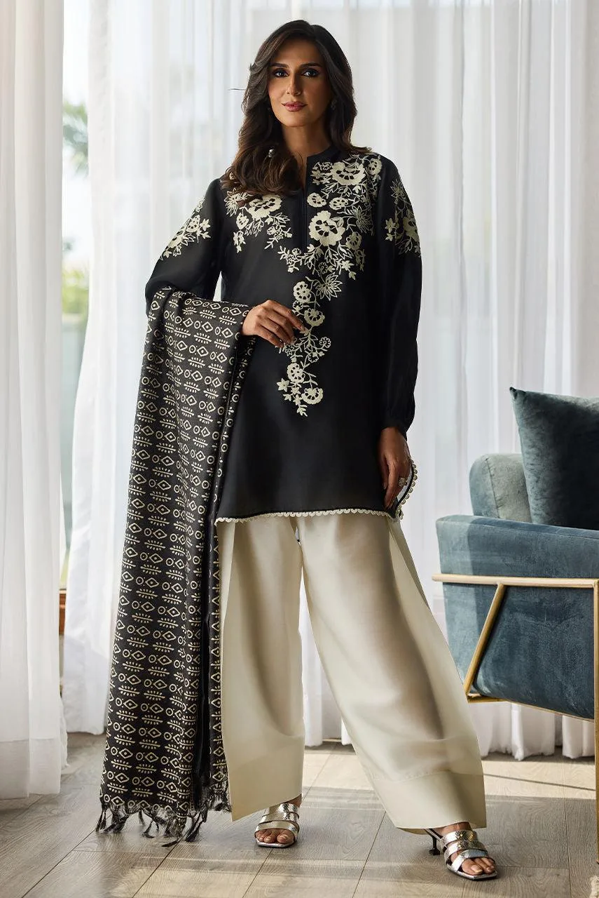 Deepak Perwani Eid Edit Black – view 1 – Poshaq