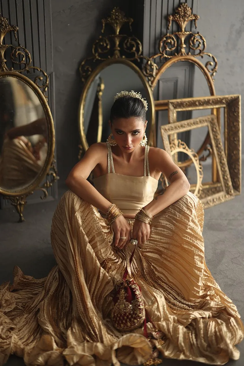 Deepak Perwani Diya Wedding Edit Gold Tissue – view 11 – Poshaq