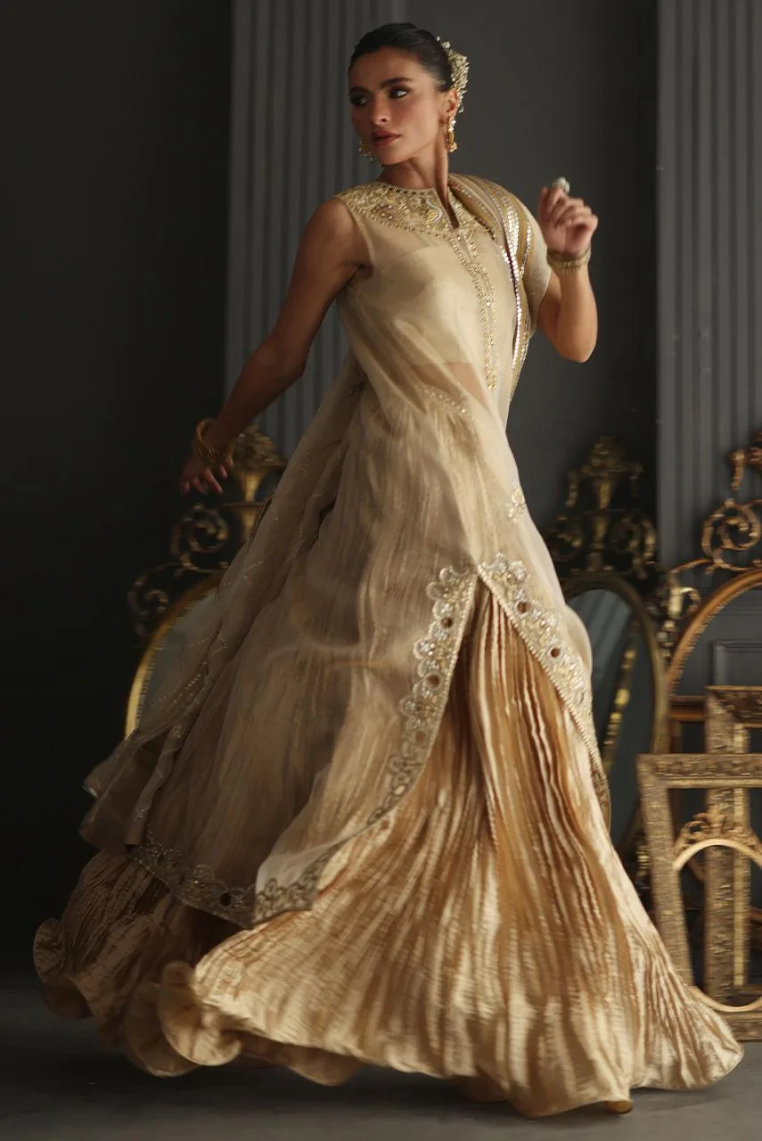 Deepak Perwani Diya Wedding Edit Gold Tissue – view 5 – Poshaq