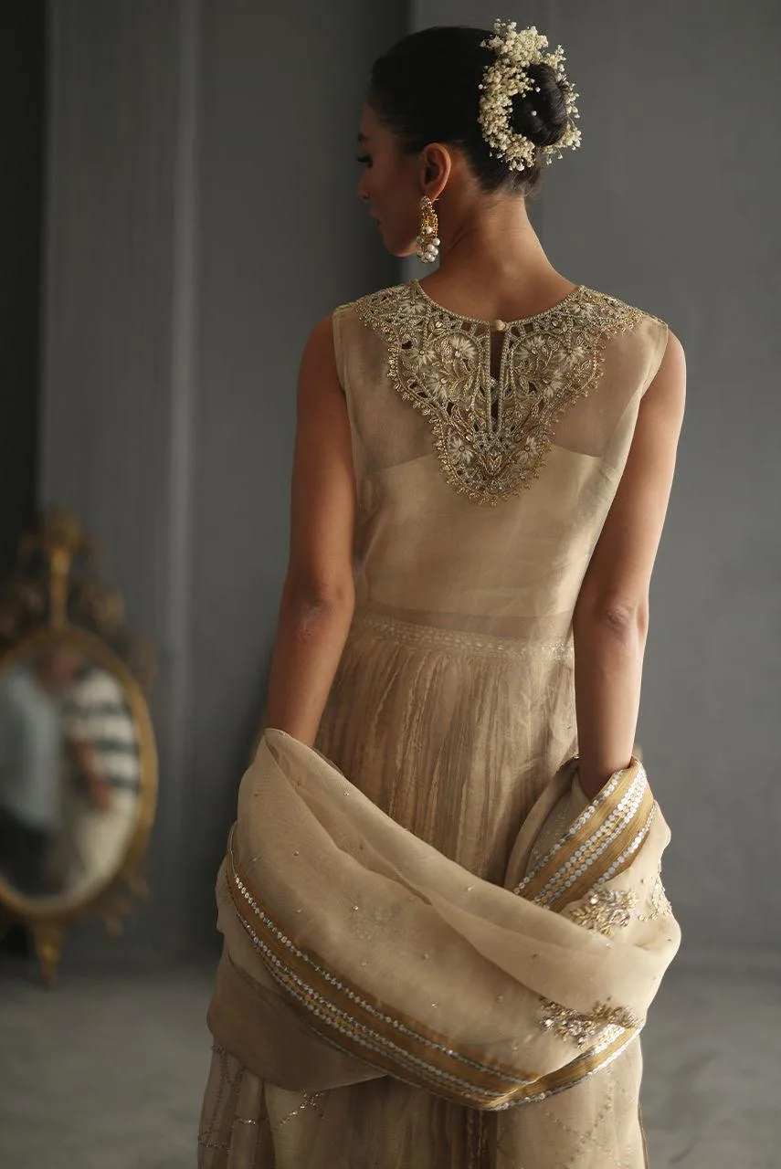 Deepak Perwani Diya Wedding Edit Gold Tissue – view 9 – Poshaq