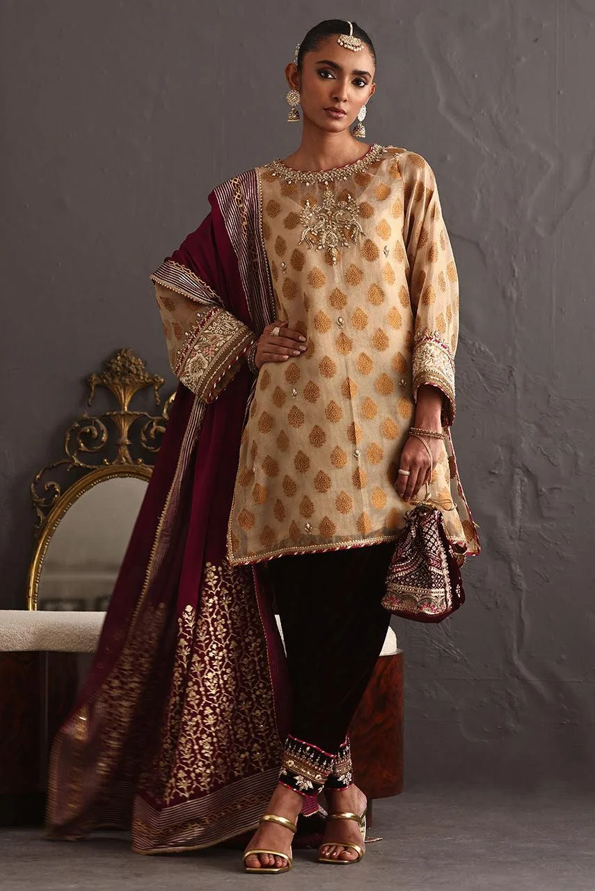 Deepak Perwani Diya Wedding Edit White Jacquard – view 3 – Poshaq