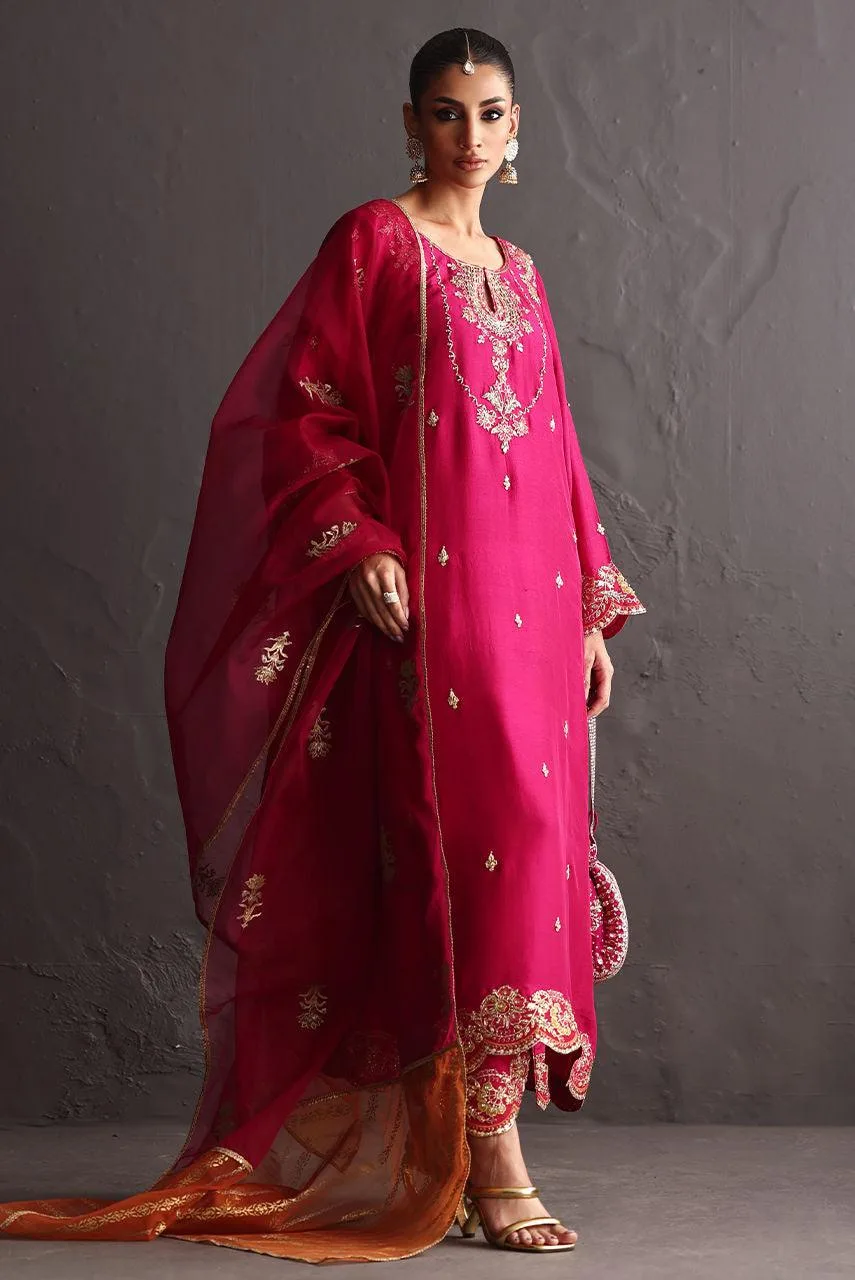 Deepak Perwani Diya Wedding Edit Fuchsia Raw Silk – view 5 – Poshaq