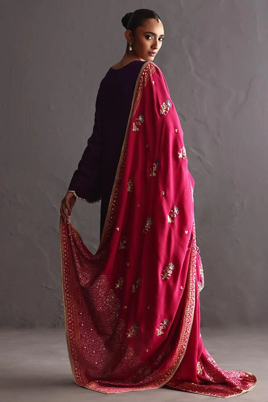 Deepak Perwani Diya Wedding Edit Fuchsia Raw Silk – view 2 – Poshaq