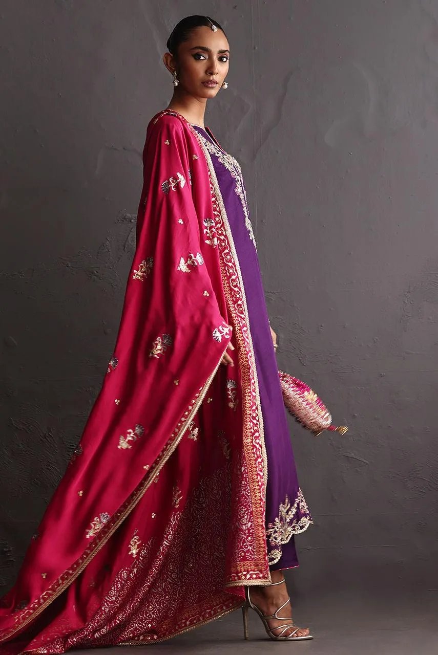 Deepak Perwani Diya Wedding Edit Fuchsia Raw Silk – view 4 – Poshaq