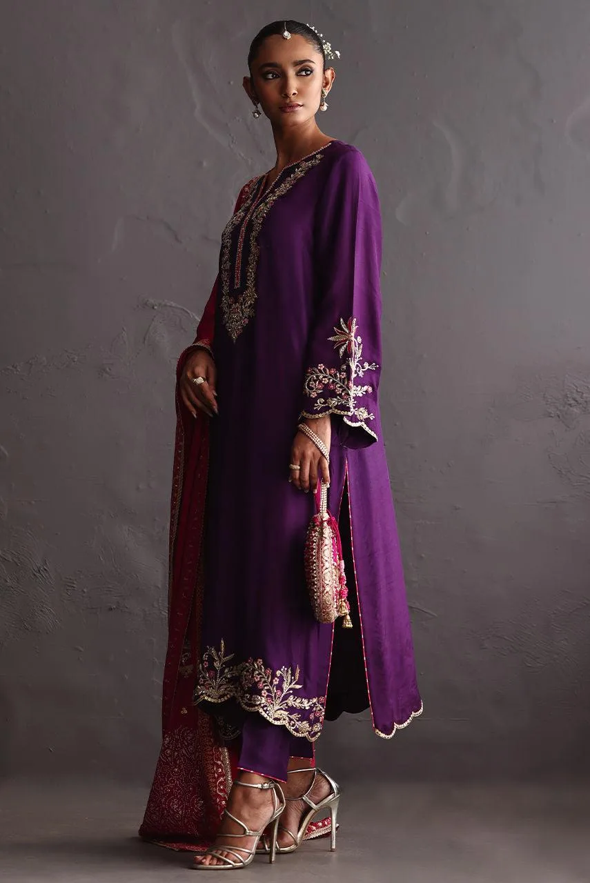 Deepak Perwani Diya Wedding Edit Fuchsia Raw Silk – view 5 – Poshaq