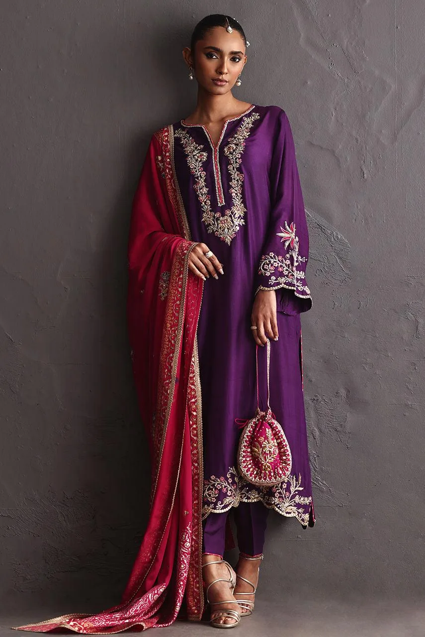 Deepak Perwani Diya Wedding Edit Fuchsia Raw Silk – view 6 – Poshaq