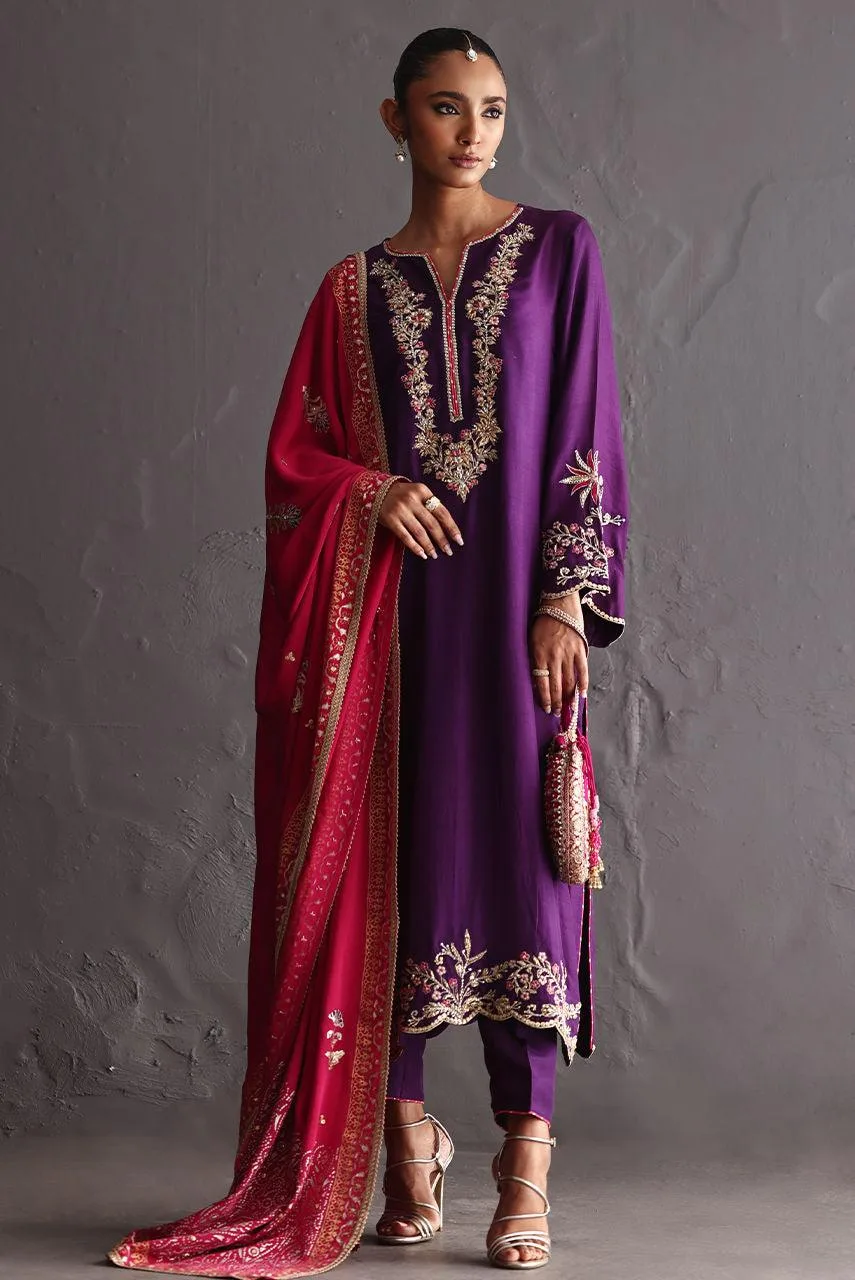 Deepak Perwani Diya Wedding Edit Fuchsia Raw Silk – view 8 – Poshaq