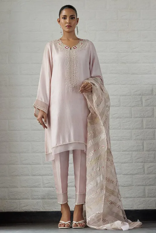 Deepak Perwani Summer Festive 25 Lilac Raw Silk – view 1 – Poshaq