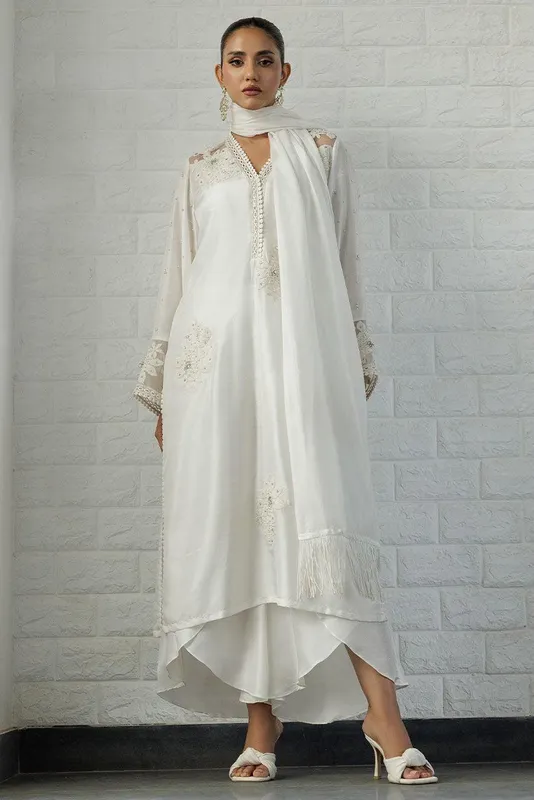 Deepak Perwani Summer Festive 25 White Raw Silk – view 1 – Poshaq