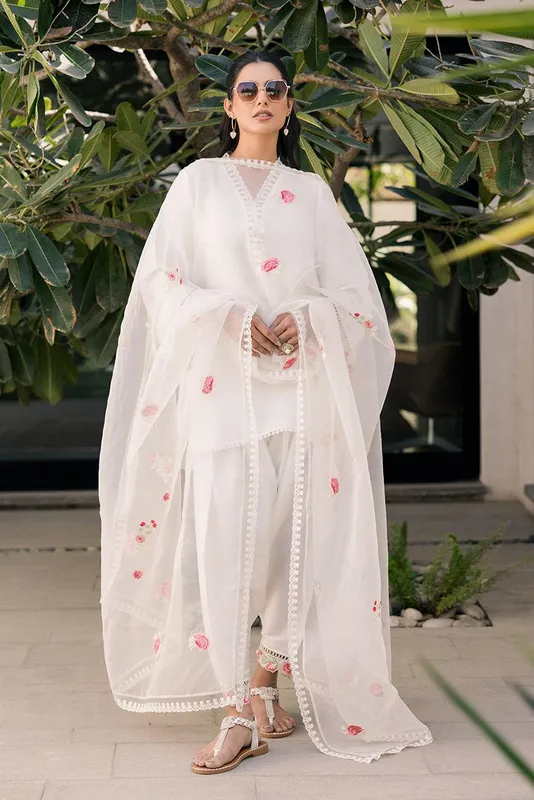 Deepak Perwani Eid Edit 25 Ivory Organza – view 1 – Poshaq