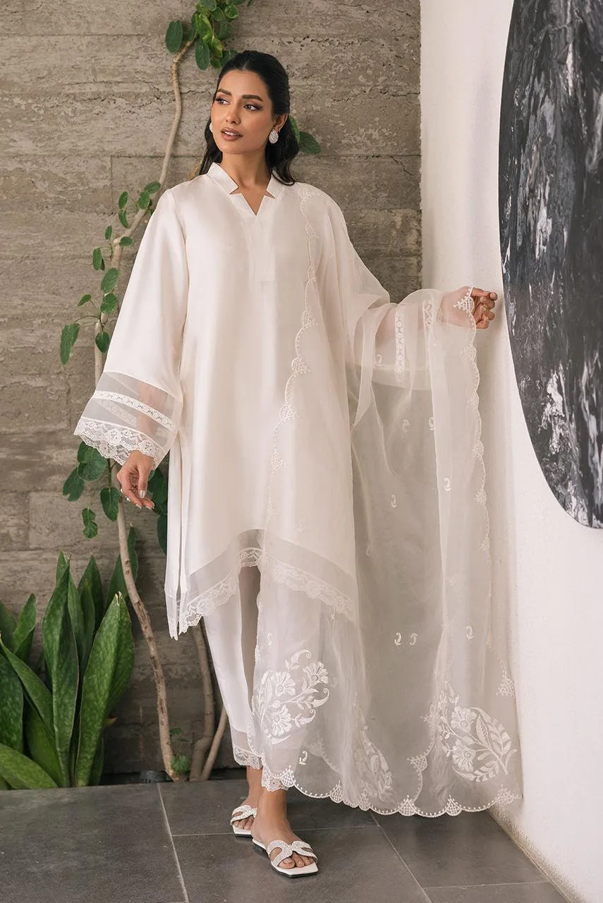 Deepak Perwani Eid Edit 25 Ivory Organza – view 1 – Poshaq