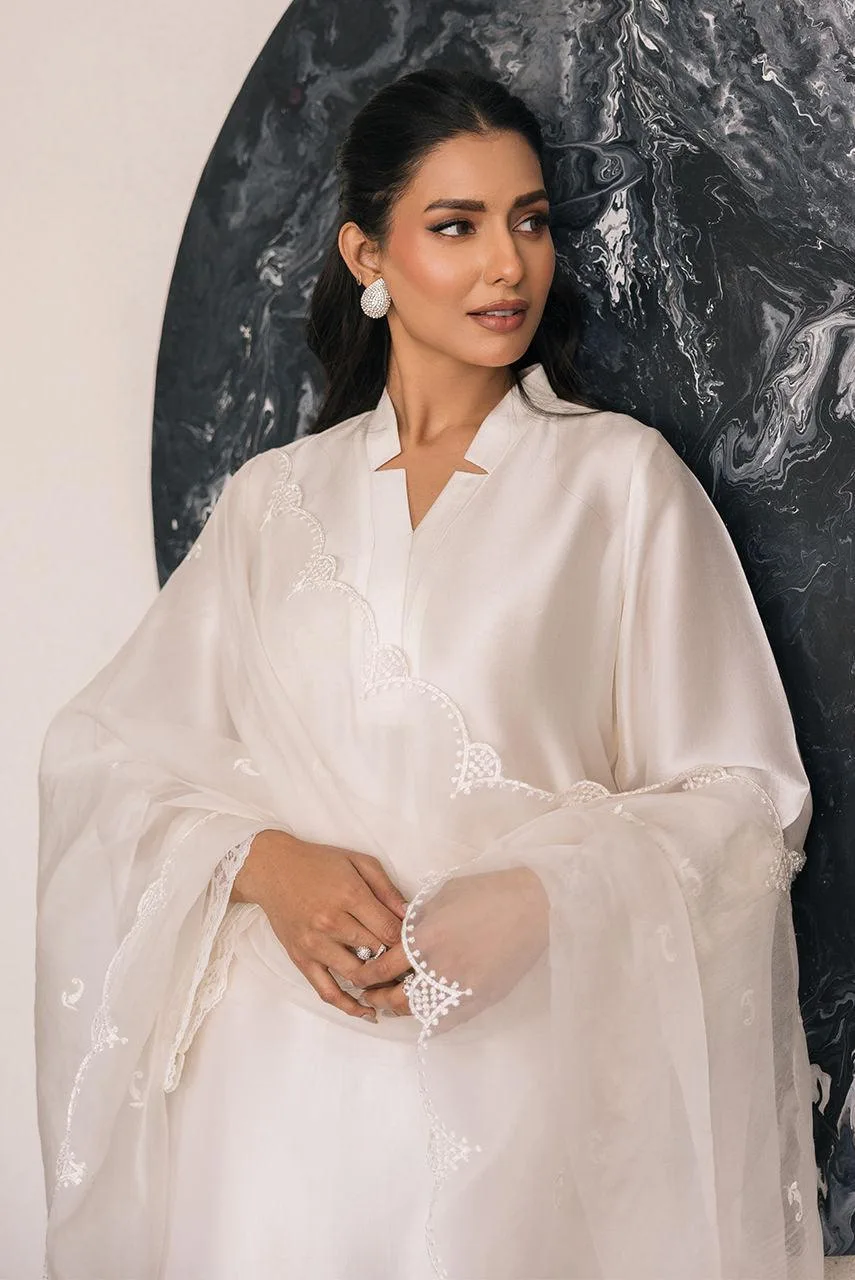 Deepak Perwani Eid Edit 25 Ivory Organza – view 3 – Poshaq