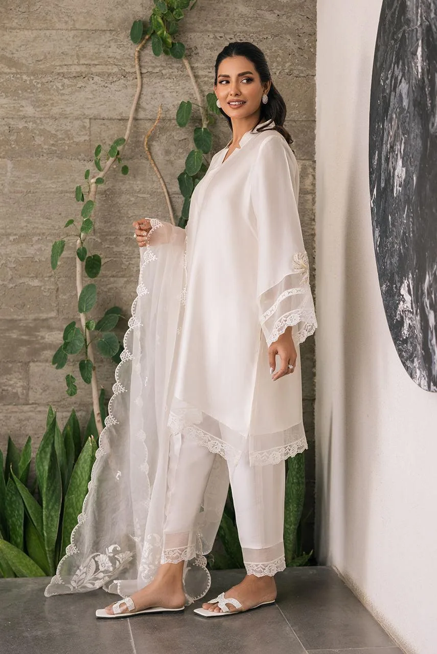 Deepak Perwani Eid Edit 25 Ivory Organza – view 4 – Poshaq