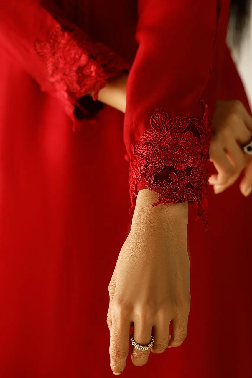 Deepak Perwani Lilah Silk Edit 24 Red Raw Silk – view 3 – Poshaq