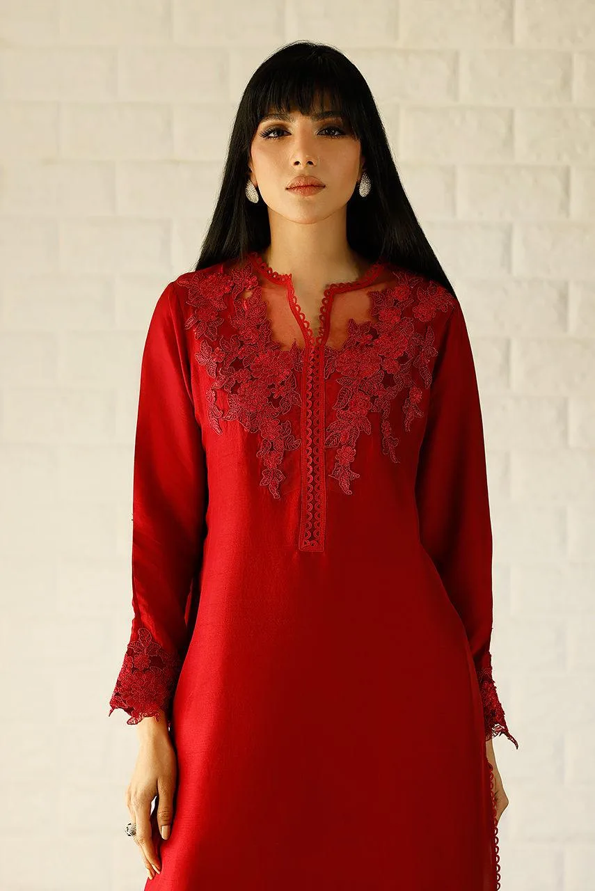 Deepak Perwani Lilah Silk Edit 24 Red Raw Silk – view 5 – Poshaq