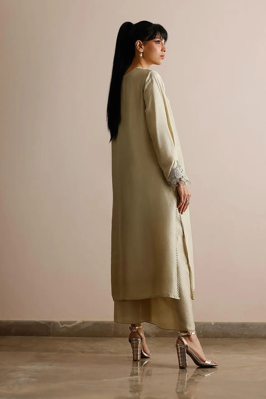 Deepak Perwani Lilah Silk Edit 24 Ivory Raw Silk – view 2 – Poshaq