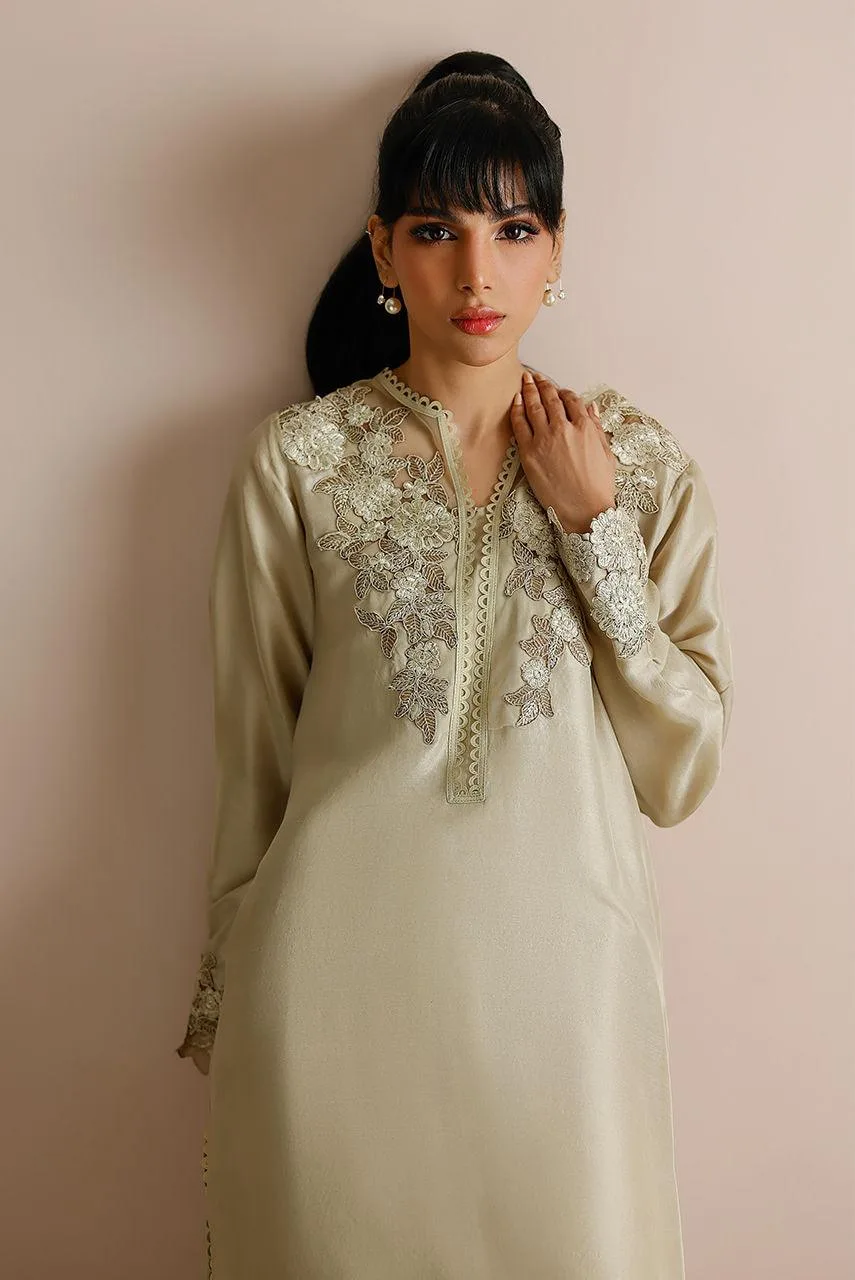 Deepak Perwani Lilah Silk Edit 24 Ivory Raw Silk – view 4 – Poshaq