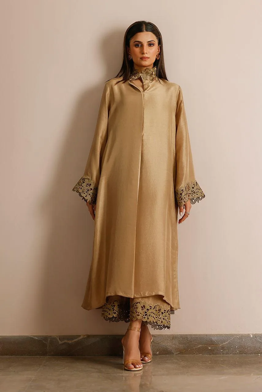 Deepak Perwani Lilah Silk Edit 24 Gold Raw Silk – view 1 – Poshaq