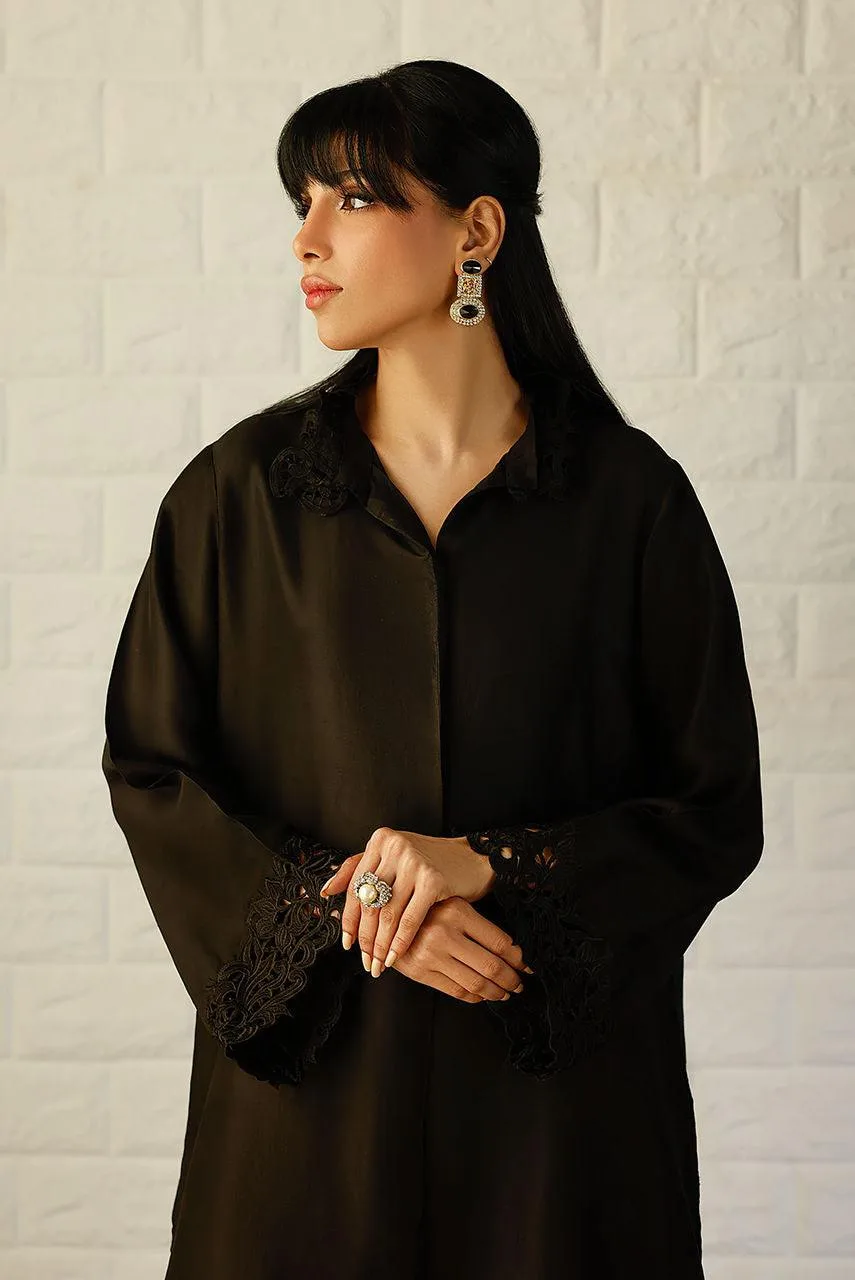 Deepak Perwani Lilah Silk Edit 24 Black Raw Silk – view 3 – Poshaq
