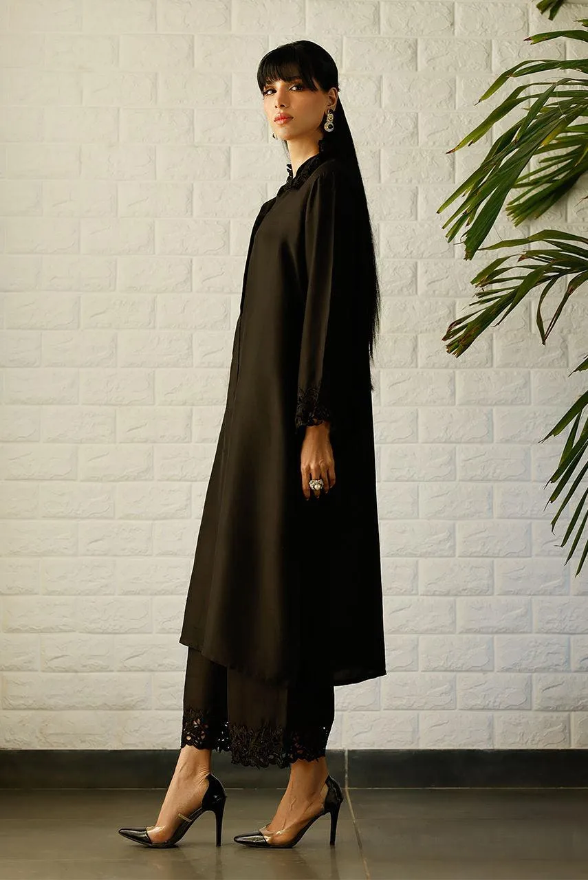 Deepak Perwani Lilah Silk Edit 24 Black Raw Silk – view 5 – Poshaq