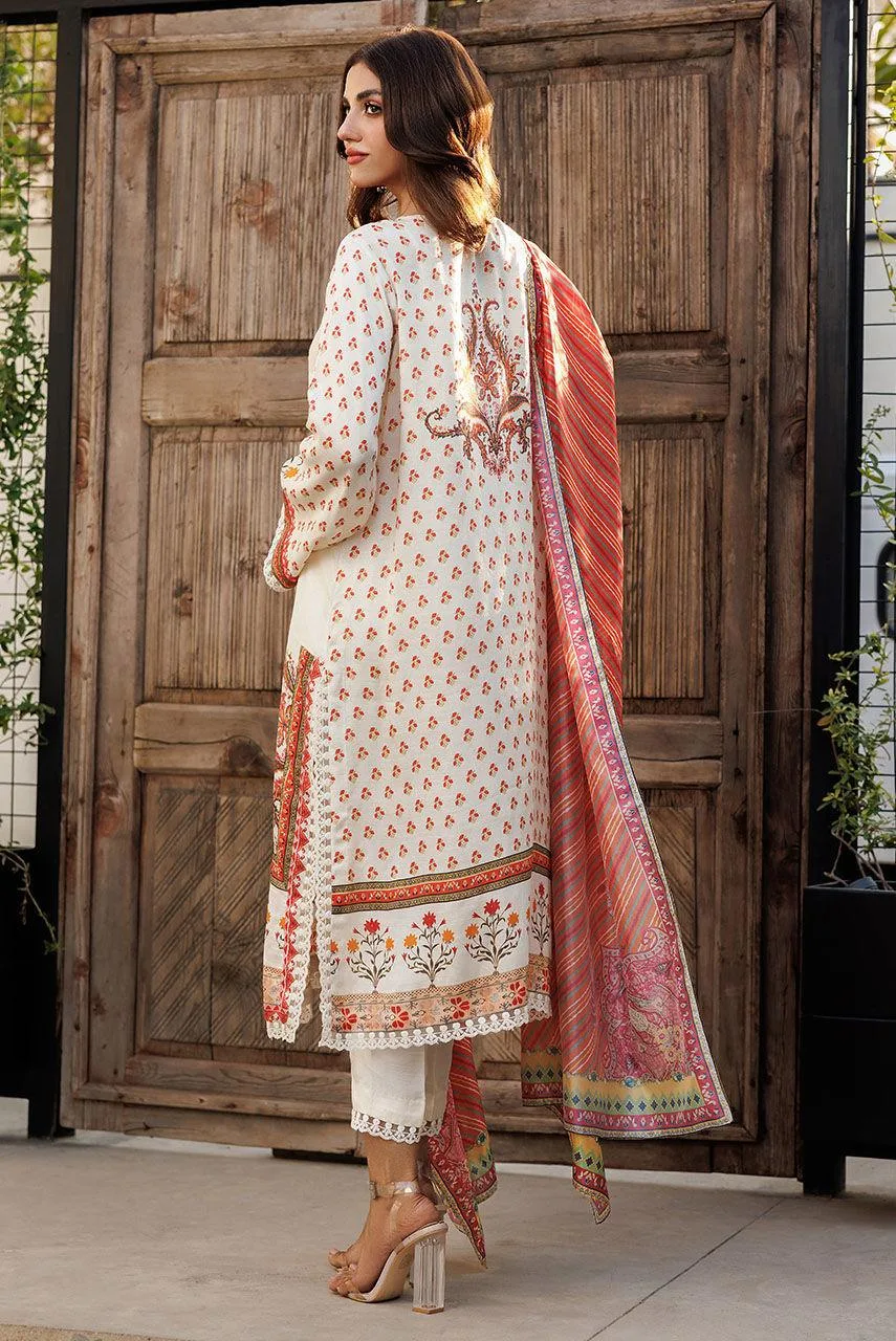 Deepak Perwani Festive Lawn 24 White Silk – view 2 – Poshaq