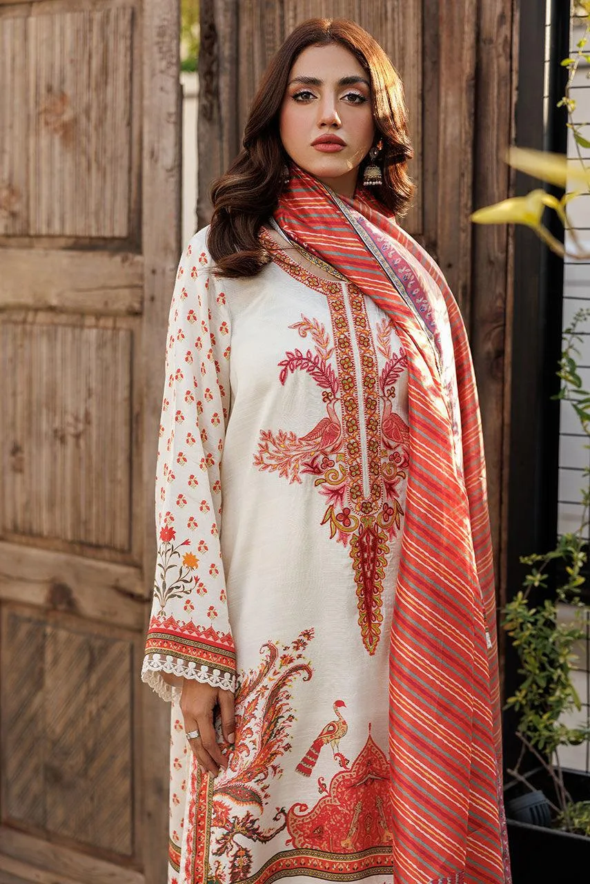 Deepak Perwani Festive Lawn 24 White Silk – view 3 – Poshaq