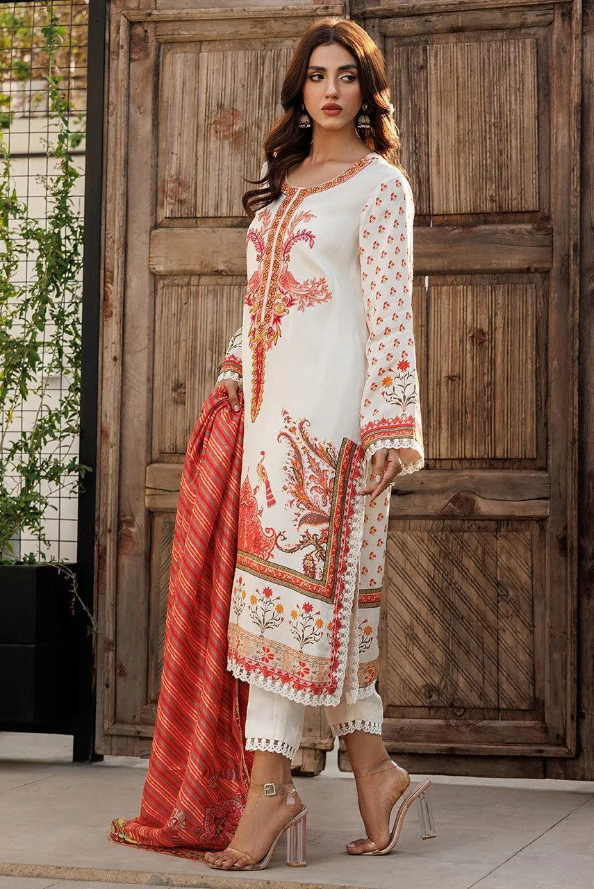 Deepak Perwani Festive Lawn 24 White Silk – view 4 – Poshaq