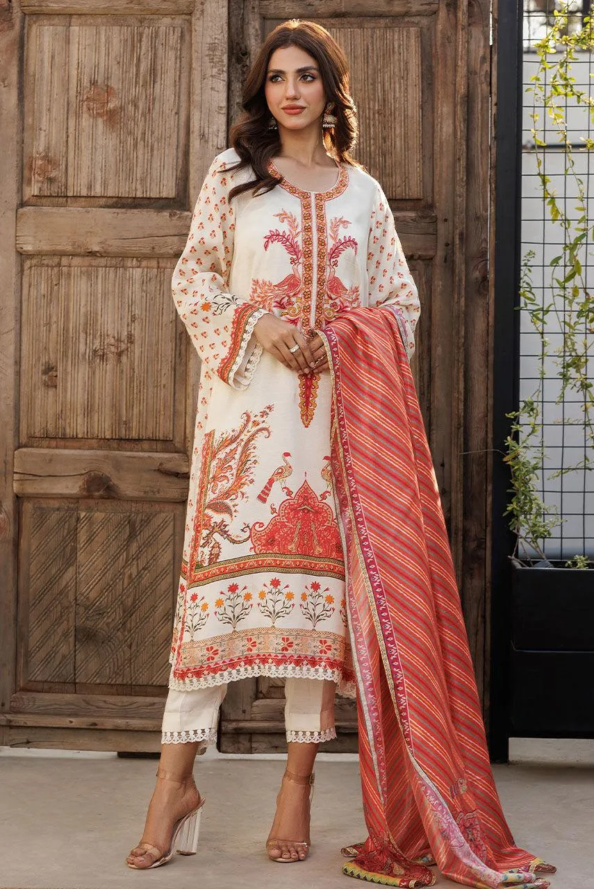 Deepak Perwani Festive Lawn 24 White Silk – view 5 – Poshaq