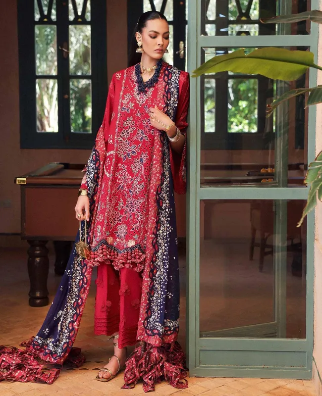 Republic Womenswear Reine Luxury Lawn 26 Green Georgette – view 1 – Poshaq