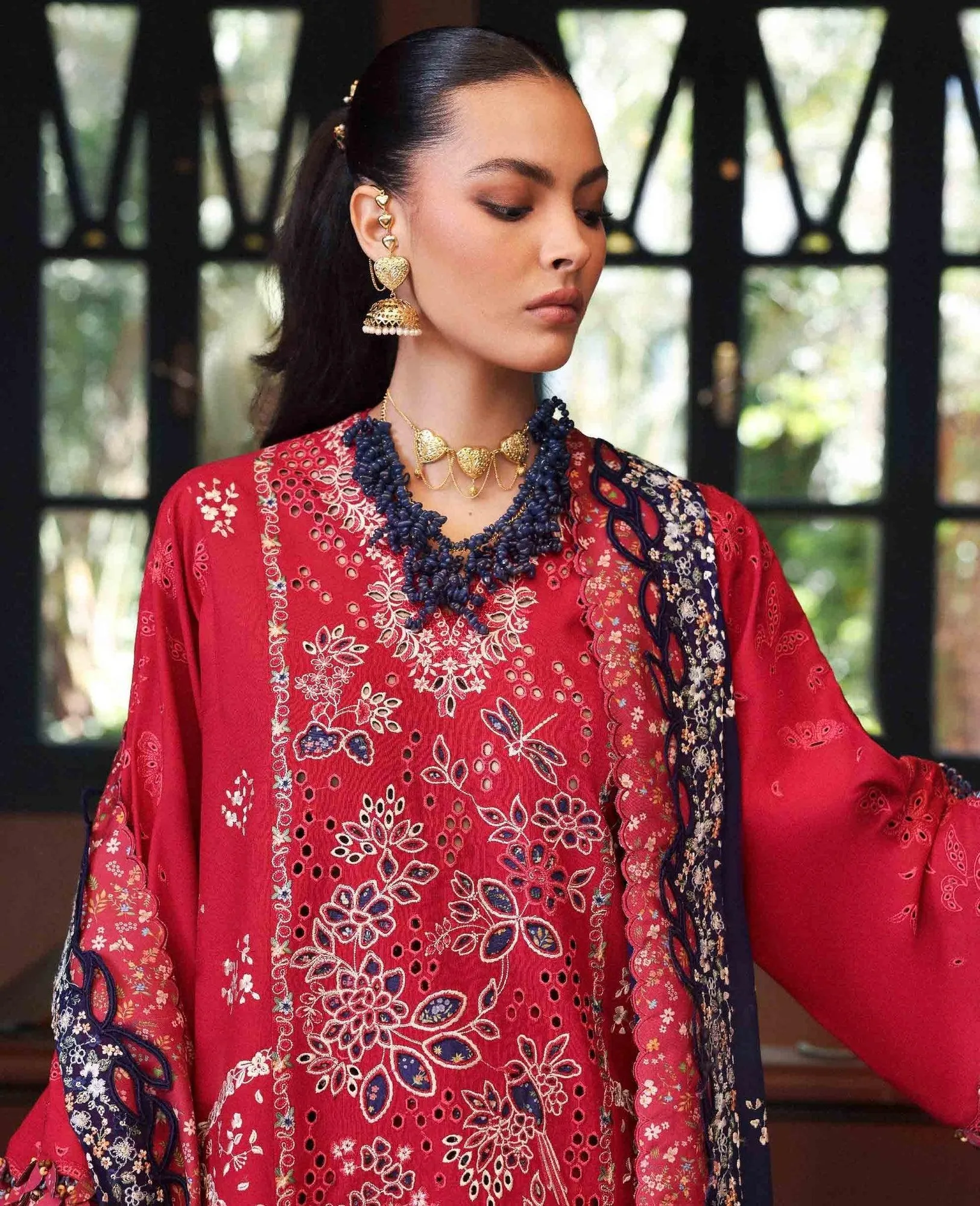Republic Womenswear Reine Luxury Lawn 26 Green Georgette – view 2 – Poshaq