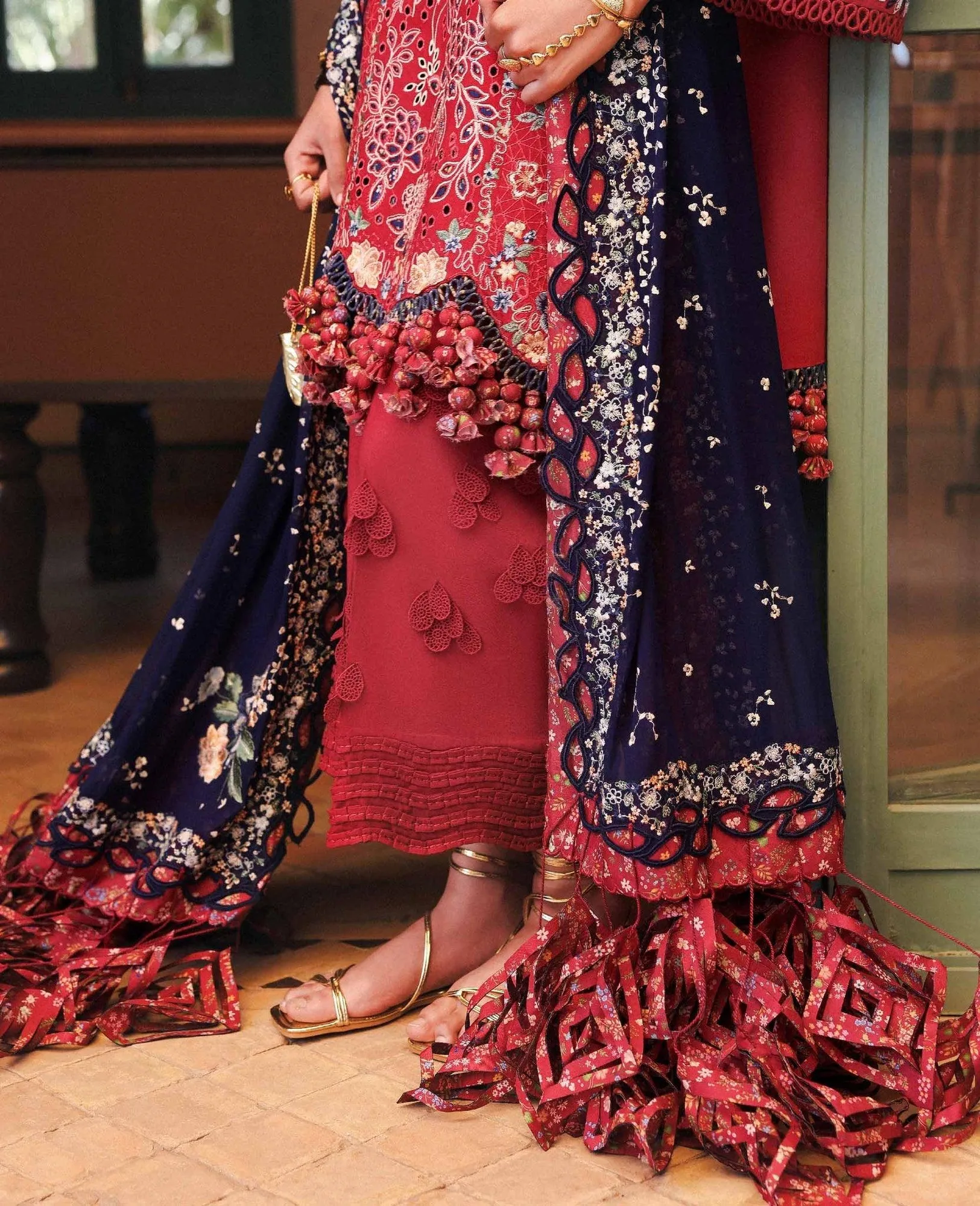 Republic Womenswear Reine Luxury Lawn 26 Green Georgette – view 4 – Poshaq