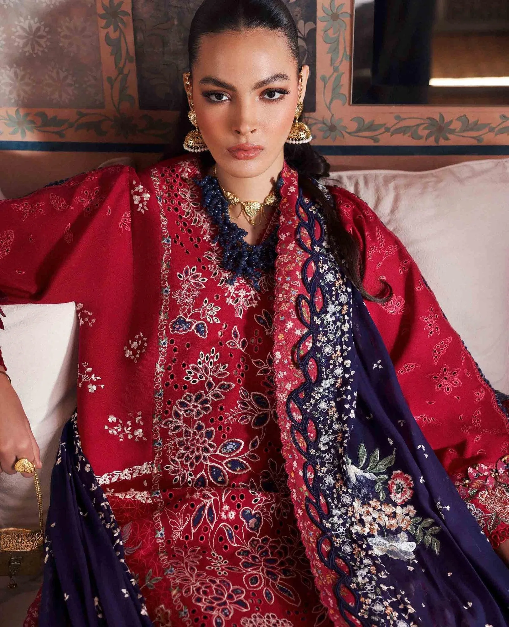 Republic Womenswear Reine Luxury Lawn 26 Green Georgette – view 5 – Poshaq
