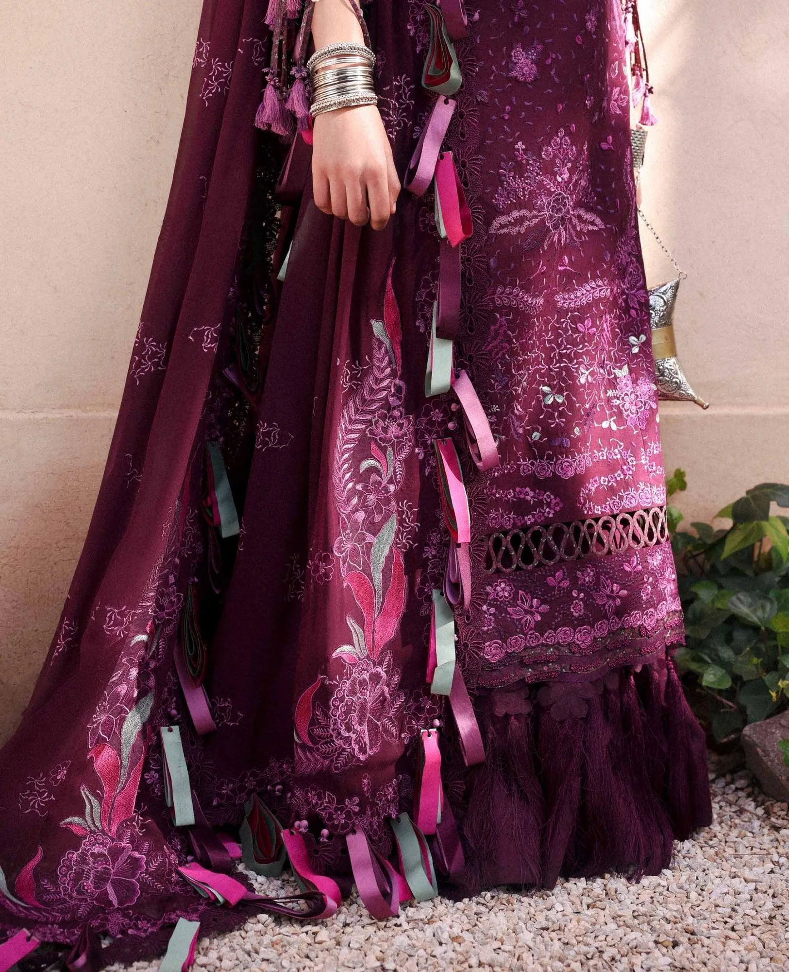 Republic Womenswear Reine Luxury Lawn 26 Plum Georgette – view 2 – Poshaq