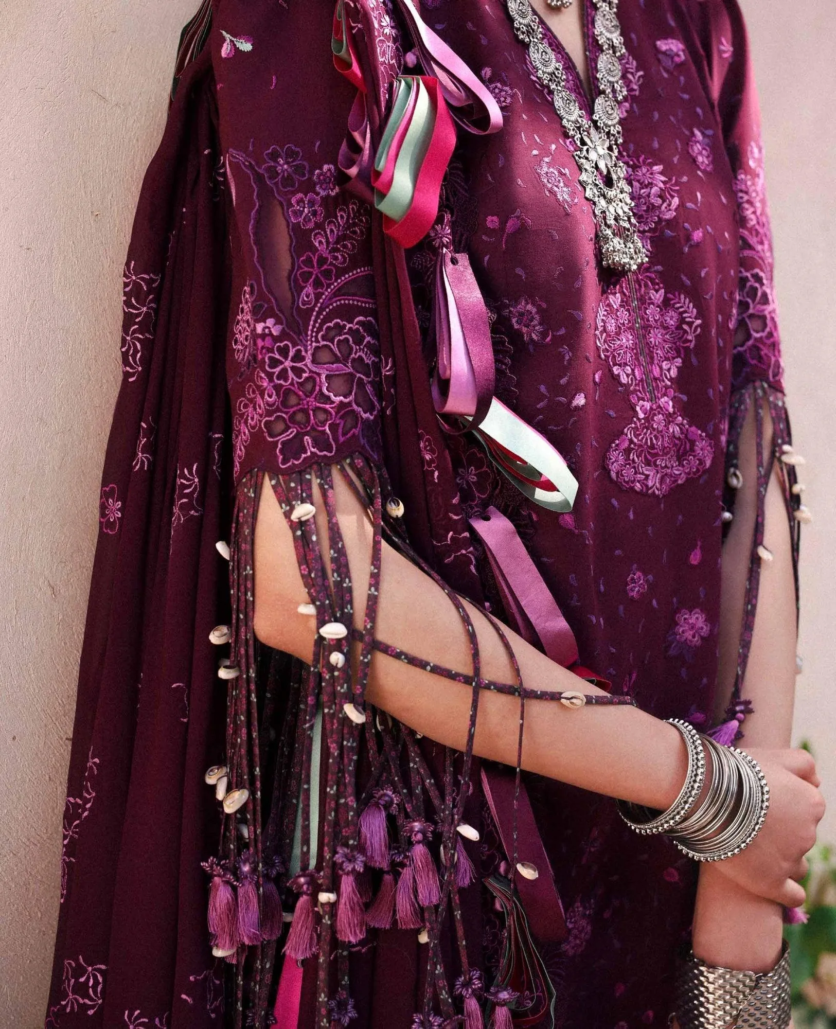Republic Womenswear Reine Luxury Lawn 26 Plum Georgette – view 3 – Poshaq