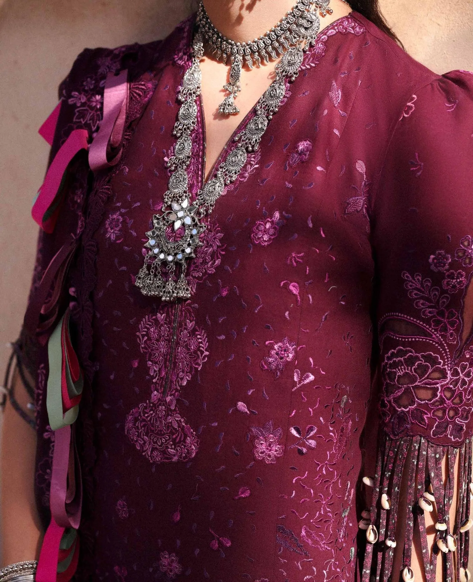 Republic Womenswear Reine Luxury Lawn 26 Plum Georgette – view 4 – Poshaq