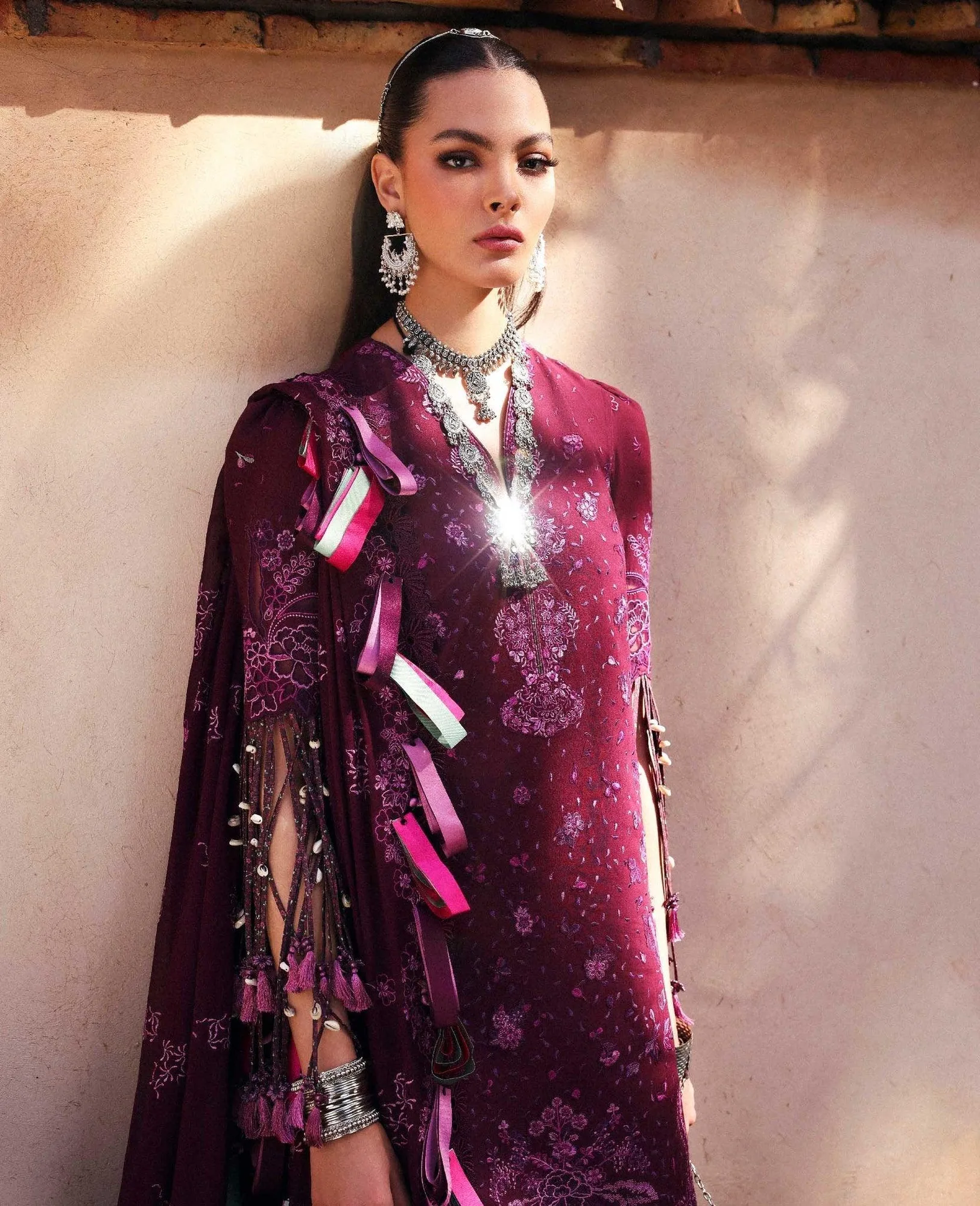 Republic Womenswear Reine Luxury Lawn 26 Plum Georgette – view 5 – Poshaq