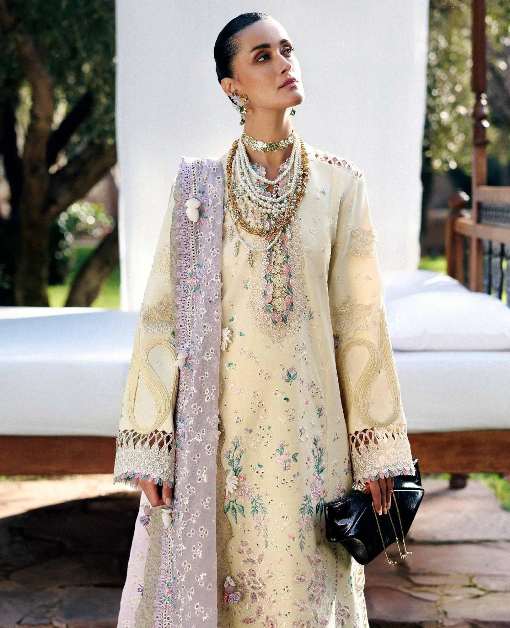 Republic Womenswear Reine Luxury Lawn 26 Yellow Organza – view 7 – Poshaq