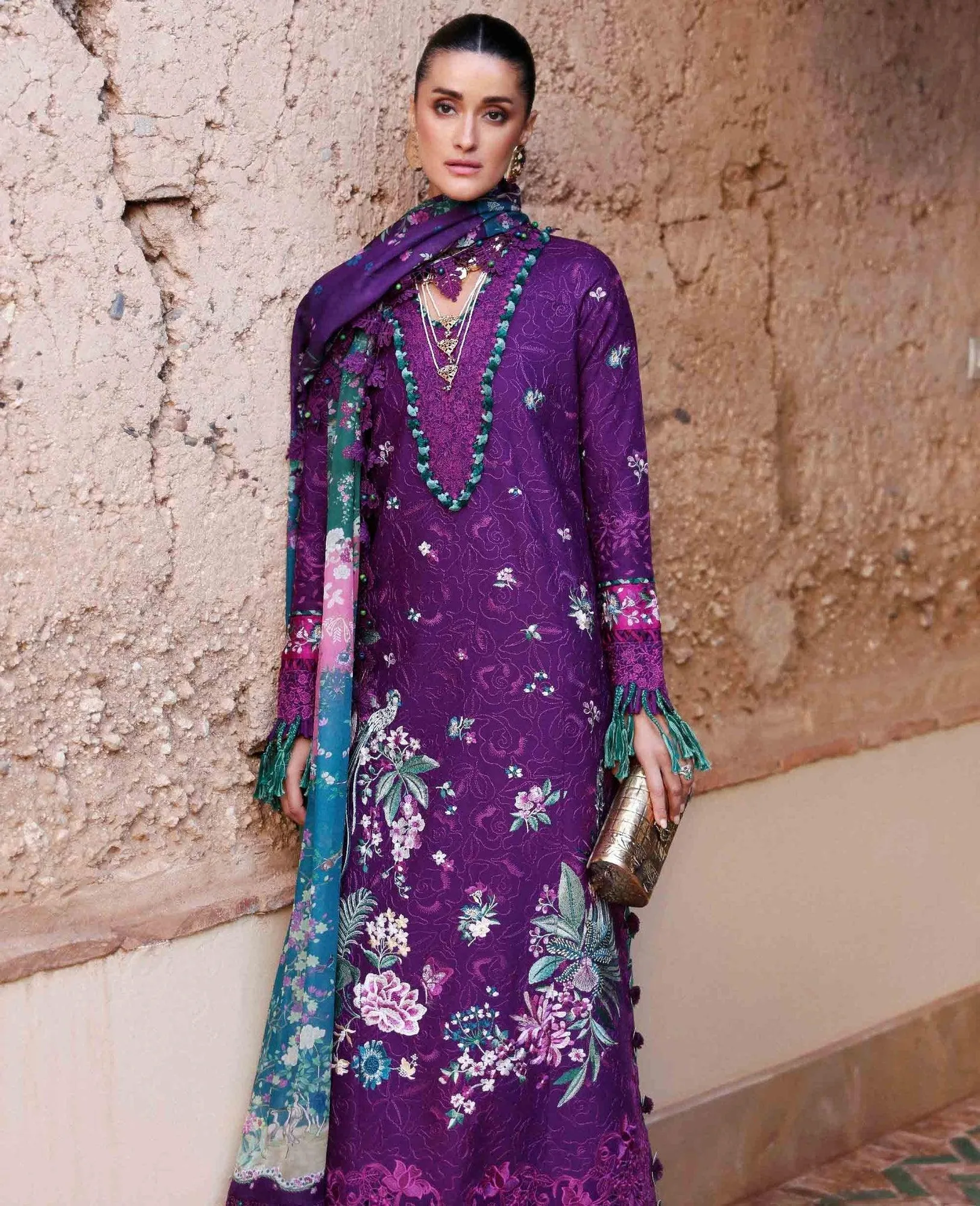 Republic Womenswear Reine Luxury Lawn 26 Purple Organza – view 2 – Poshaq