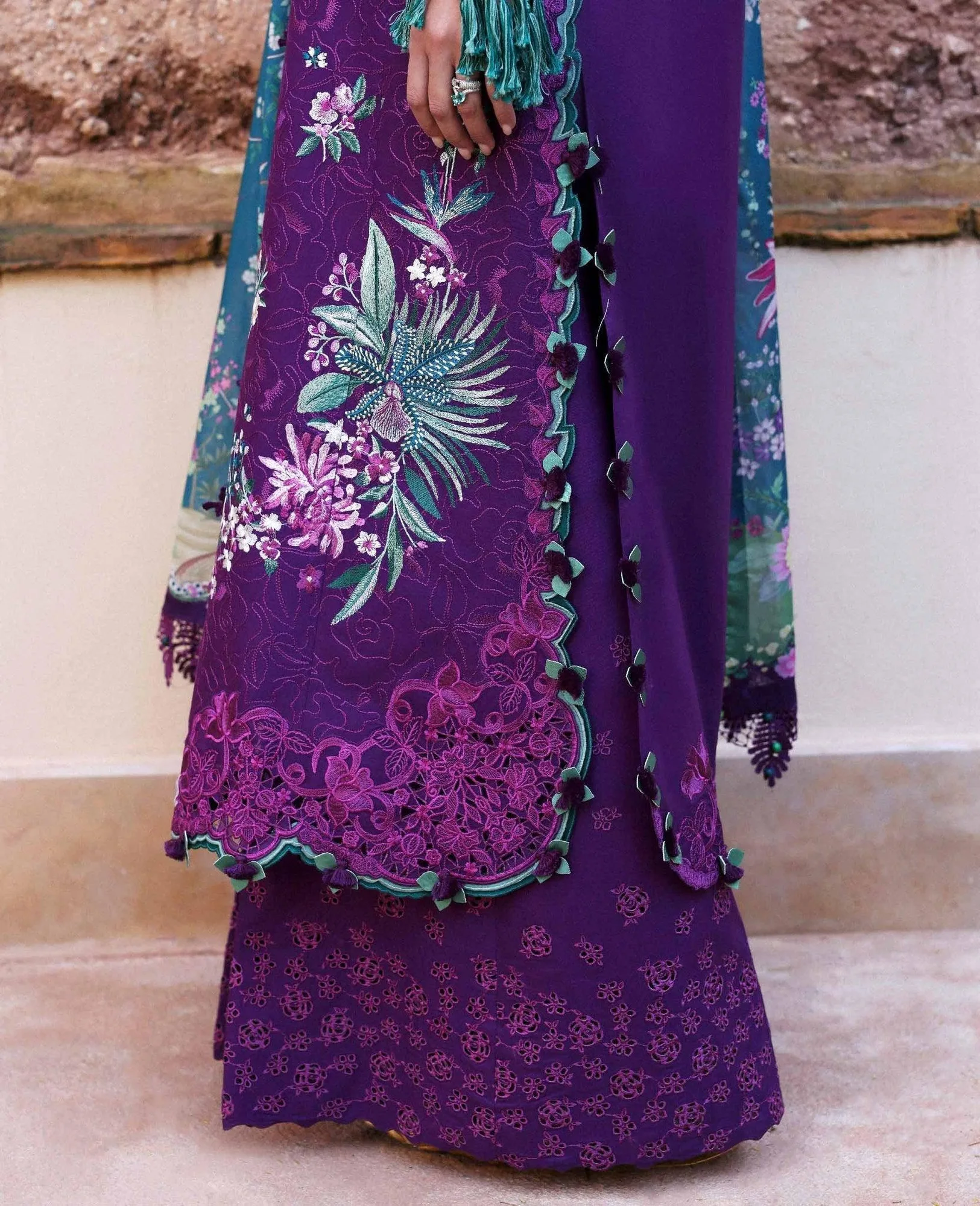 Republic Womenswear Reine Luxury Lawn 26 Purple Organza – view 3 – Poshaq