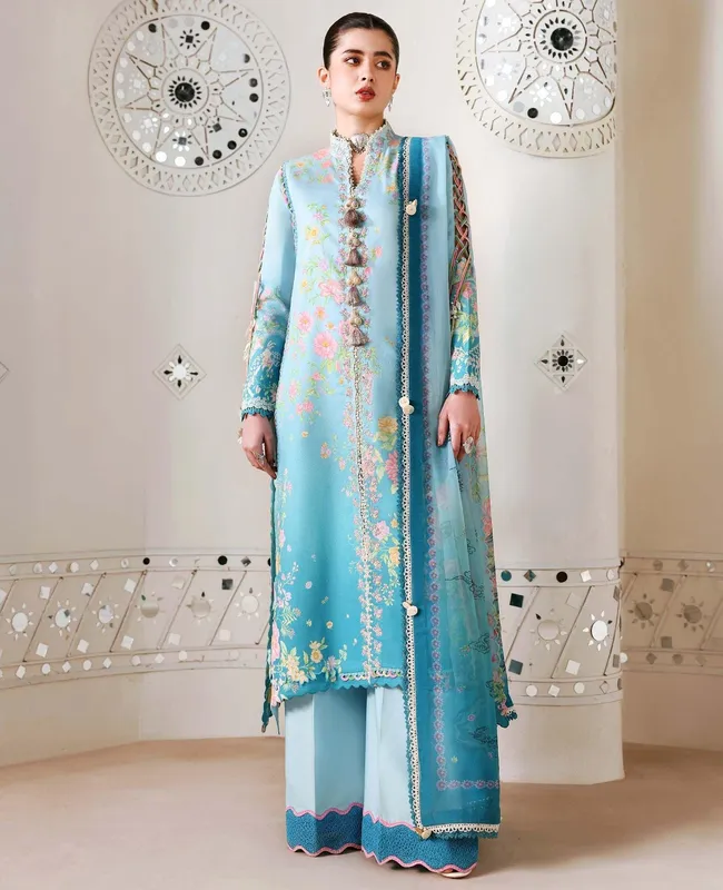 Republic Womenswear Neoma Summer Prints 26 Blue Organza – view 1 – Poshaq