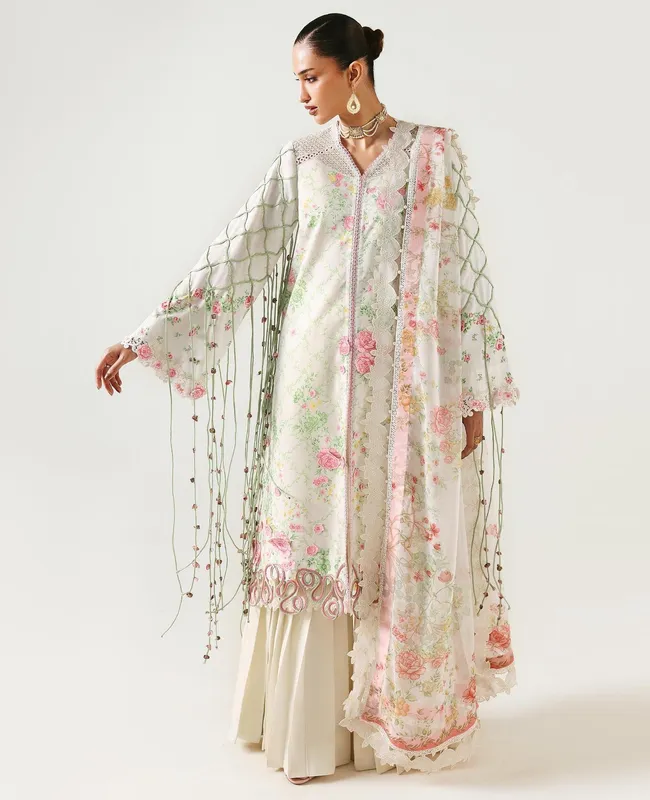Republic Womenswear Neoma Summer Prints 26 White Organza – view 1 – Poshaq