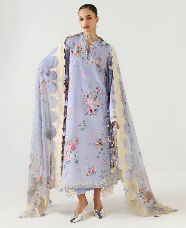 Republic Womenswear Neoma Summer Prints 26 Blue Organza – view 1 – Poshaq