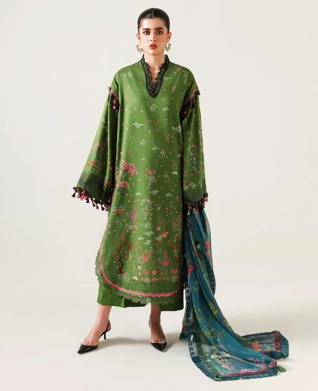 Republic Womenswear Neoma Summer Prints 26 Green Organza – view 1 – Poshaq