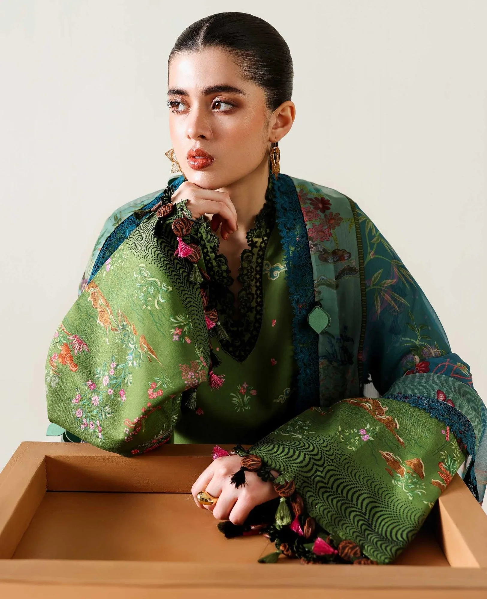 Republic Womenswear Neoma Summer Prints 26 Green Organza – view 6 – Poshaq