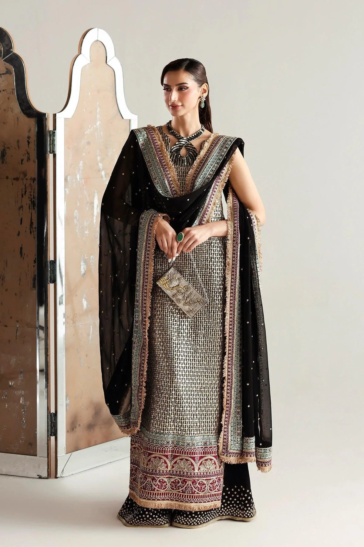 Vanya Rene Eid Festive Black Chiffon – view 1 – Poshaq