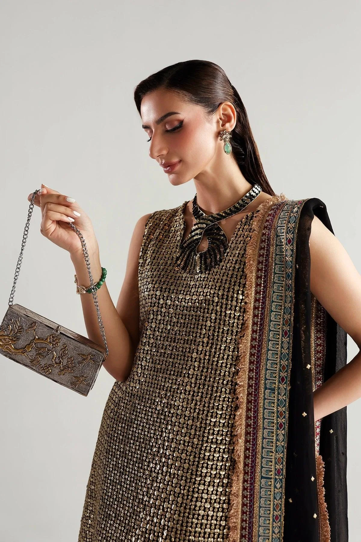 Vanya Rene Eid Festive Black Chiffon – view 3 – Poshaq