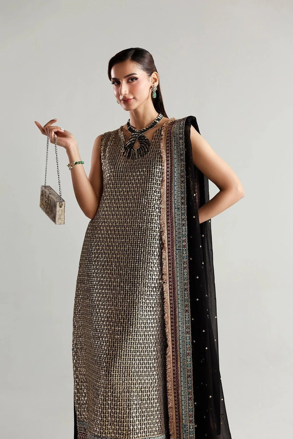 Vanya Rene Eid Festive Black Chiffon – view 6 – Poshaq